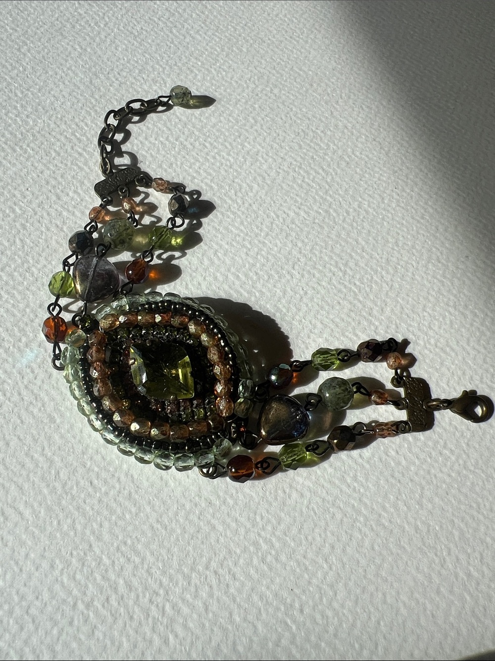 Handcrafted Green Beaded Oval Statement Bracelet - Women Jewelry